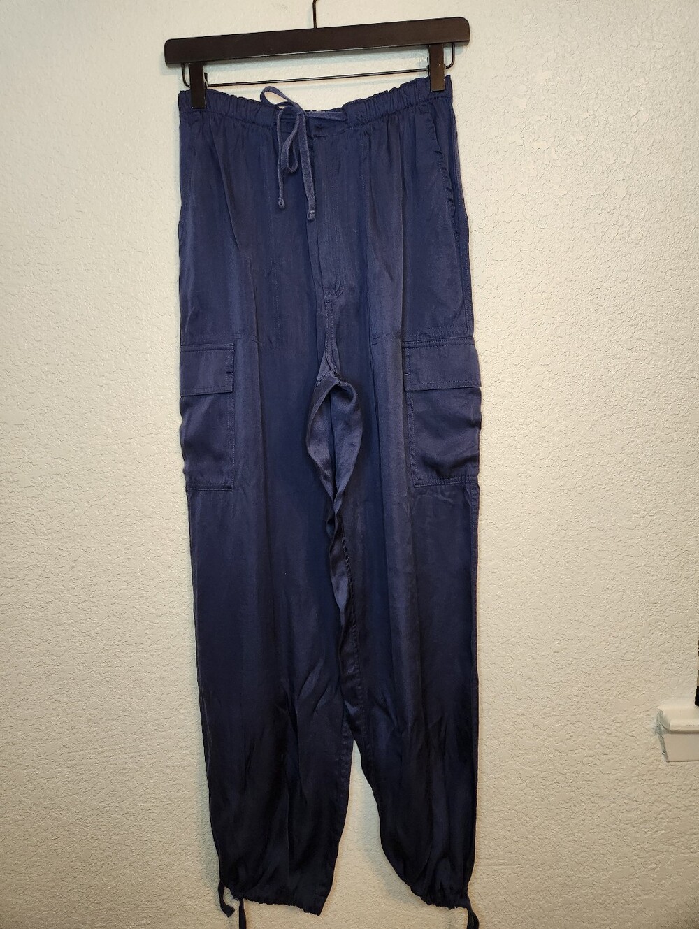 Victoria's Secret PINK Satin Parachute Cargo Pants Midnight Navy colorway S